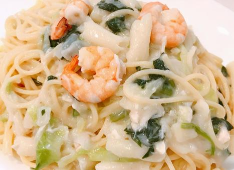 Shrimp cream pasta, JPG