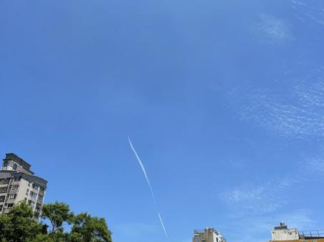 飛行機雲 飛行機雲の写真