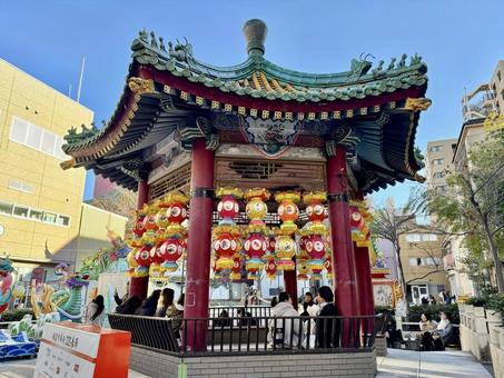 春節の會芳亭 横浜,横浜中華街,會芳亭の写真素材