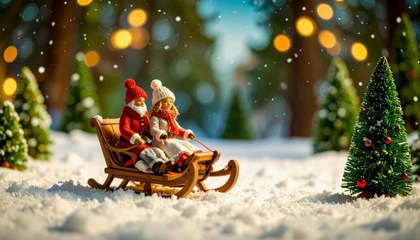 ミニチュアの雪ダルマ人形のカップル ミニチュアの雪ダルマ人形のカップルの写真