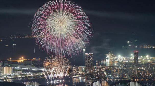 Fukuoka東区花火大会 立花山,福岡市東区花火大会,イベントの写真素材