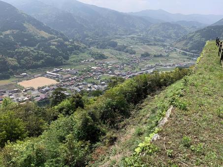 津和野城からの眺め2 街並み,津和野城,城址の写真素材