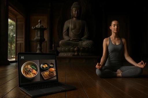 AIと瞑想の食事風景の写真