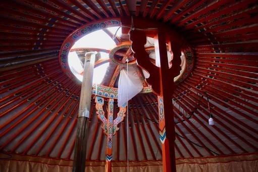 ゲルの天窓 ゲル,モンゴル,天窓の写真素材
