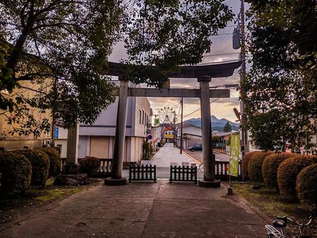 鳥居越しの観覧車 二宮神社,観覧車,鳥居の写真素材