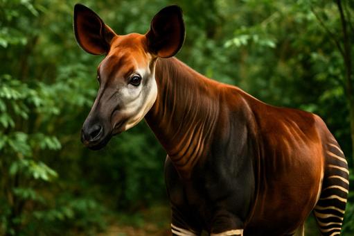 森の貴婦人、希少動物オカピの美しい姿 森の貴婦人、希少動物オカピの美しい姿の写真