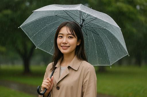 雨にたたずむ女性 雨にたたずむ女性の写真