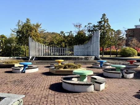 秋の昼間　福井少年運動公園 秋の昼間,福井少年運動公園,ベンチの写真素材