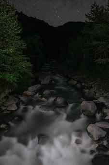 夜の手取川源流 夜の手取川源流 手取川,市ノ瀬,源流の写真素材