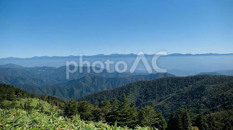 中央アルプス(遠影) 山,空,秋の写真素材