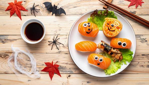 ハロウィンの料理 ハロウィン手まり寿司 ハロウィンの料理 ハロウィン手まり寿司の写真