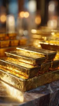 黄金に輝く金塊が創り出す豪華で美しい世界 黄金に輝く金塊が創り出す豪華で美しい世界の写真
