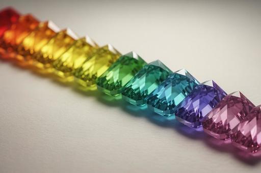美しく整列した虹色の宝石たちの写真