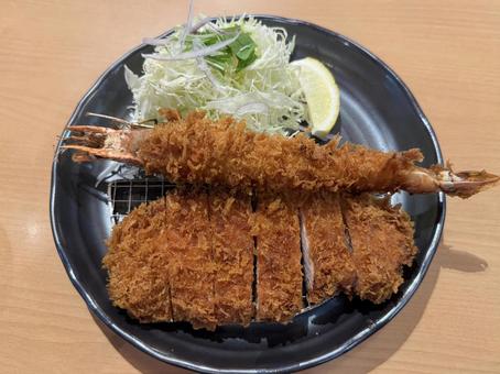 とんかつ＆海老フライ とんかつ,ロースかつ,ロースカツの写真素材