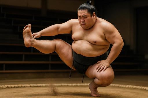 四股を踏む力士 四股を踏む力士の写真