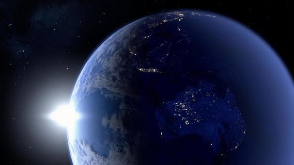 3D rendering of the night view of Oceania on Earth as seen from space, dünya, evren, gece görüş, JPG