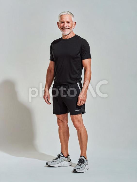 フィットネス服を着た男性の全身姿 男性,ファッション,フィットネスの写真素材