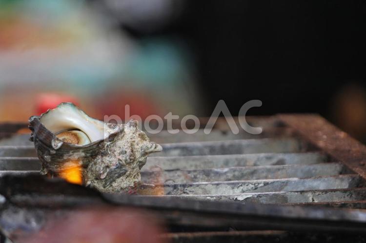 サザエの壺焼き サザエ,壺焼き,ガスの写真素材