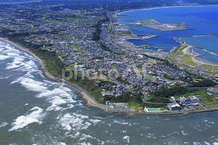 御前崎市全景・空撮 静岡県,遠州灘,太平洋の写真素材