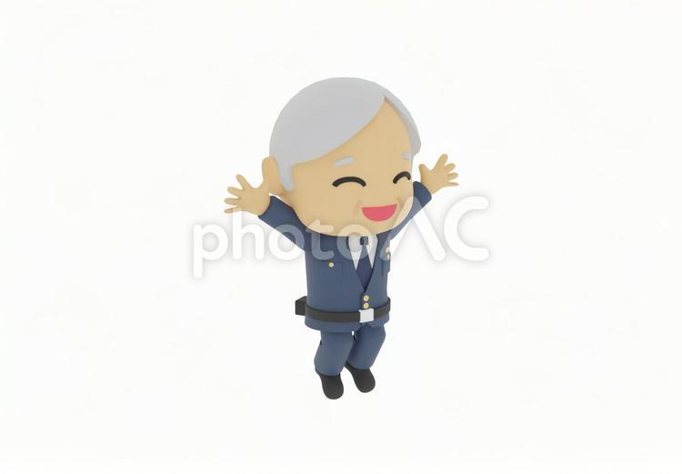 万歳で喜ぶ警察警官警視庁のクレイアート 警察官,パトカー,警察の写真素材