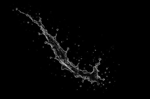斜めに流れる細長い水しぶき 斜めに流れる細長い水しぶきの写真