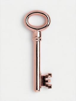上品なピンクゴールドのミニマルな鍵の写真