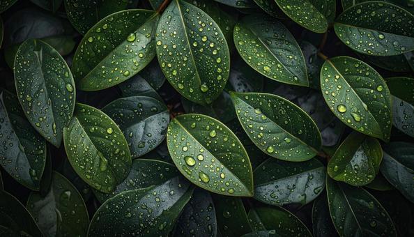 エコイメージ 葉っぱに着いた水滴 エコイメージ 葉っぱに着いた水滴の写真