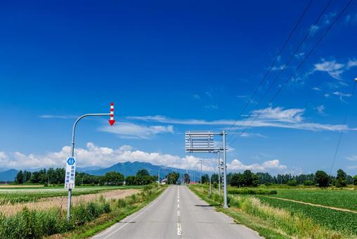 青空と一本道 青空と一本道 青空と一本道,道,直線の写真素材