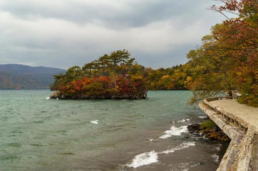 十和田湖畔の紅葉 十和田湖,十和田湖国立公園,紅葉の写真素材