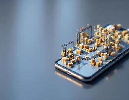 スマホ上のミニチュア工場倉庫 スマホ上のミニチュア工場倉庫の写真
