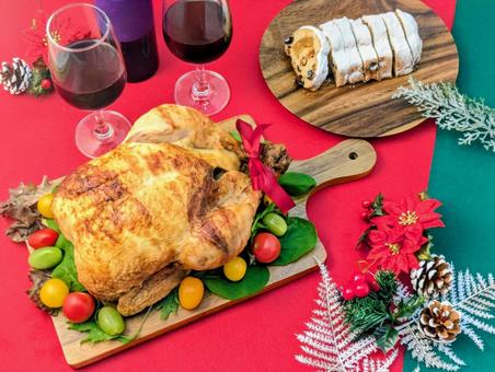 クリスマス（チキン＆ワイン）8 クリスマス,クリスマスイブ,冬の写真素材