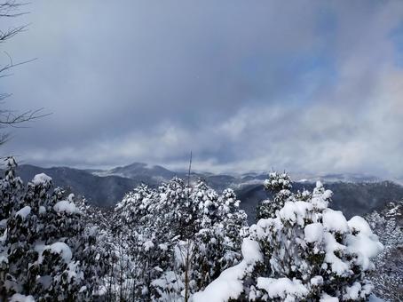 雪山からの景色 雪山からの景色 晴れ,景色,冬山の写真素材