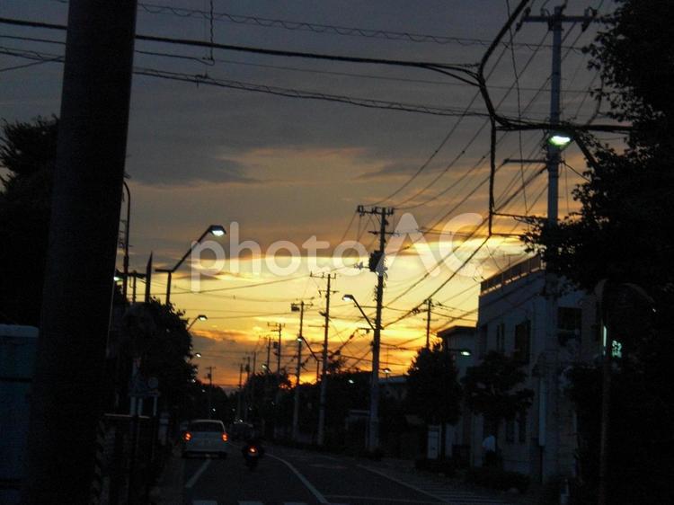 帰り道の徒歩20分で観た風景 日常,夕焼け,空の写真素材
