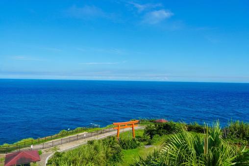 鳥居と青い海 鳥居と青い海の写真