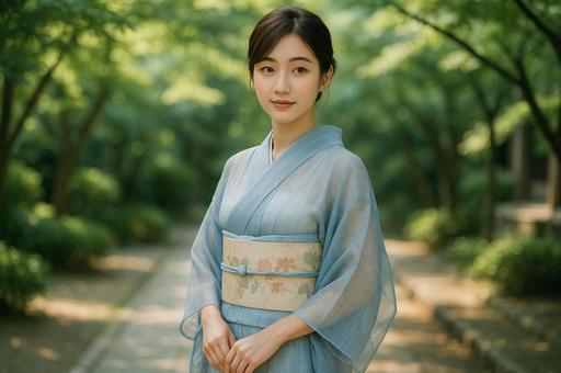 浴衣姿の日本人女性 浴衣姿の日本人女性の写真