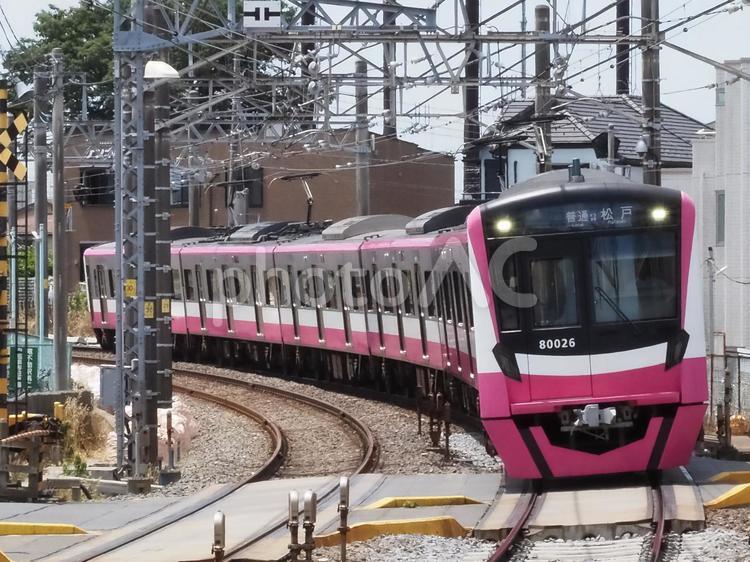 京成松戸線 80000形 滝不動駅 松戸線,京成松戸線,京成電鉄の写真素材