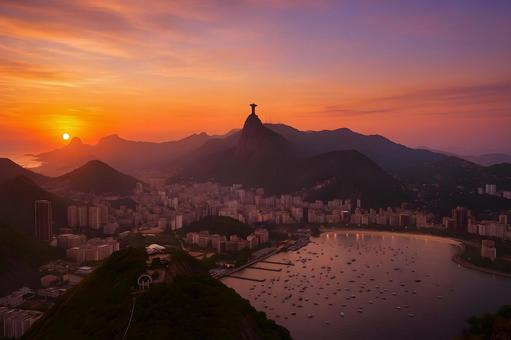 リオ染まる黄昏空の写真