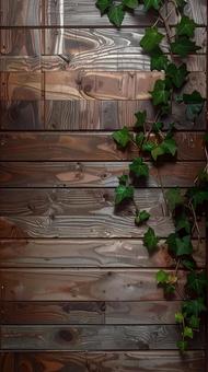 ツタとダークウッド 木目テクスチャ 縦型 ツタとダークウッド 木目テクスチャ 縦型の写真