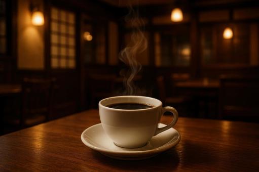 静かな店内の深煎りコーヒー 静かな店内の深煎りコーヒーの写真