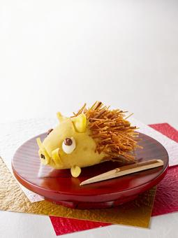 きんとん 亥 いのしし きんとん 亥 いのしし 年賀状素材,亥,きんとんの写真素材