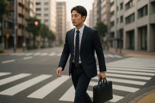 通勤中の男性会社員 通勤中の男性会社員の写真