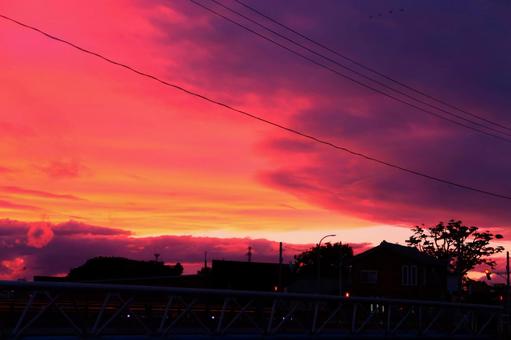 日本海の夕焼け 夕焼け,空,夕日の写真素材