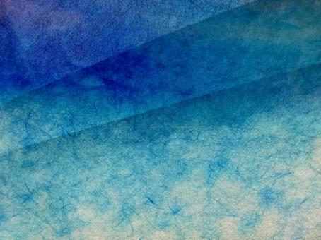 和紙 深みのある青のまだらグラデーション 和紙 深みのある青のまだらグラデーションの写真