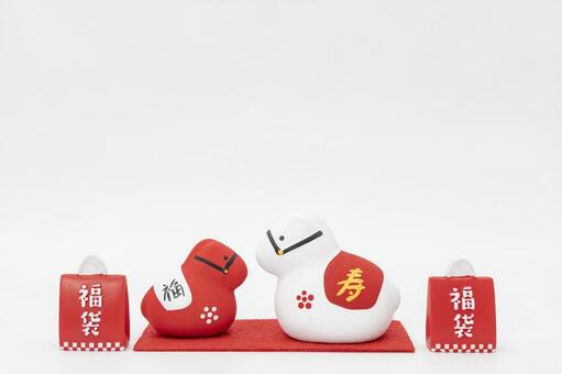 午年の干支の置物と福袋 午年,干支,正月の写真素材
