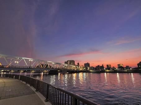 Sunset over the Nakagawa River in Okuto, JPG Sunset over the Nakagawa River in Okuto, JPG
