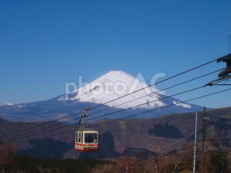 ロープウェイからの富士山 富士山,ロープウェイ,箱根の写真素材