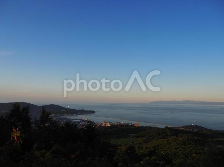 小樽を見下ろす景色 小樽,空,海の写真素材