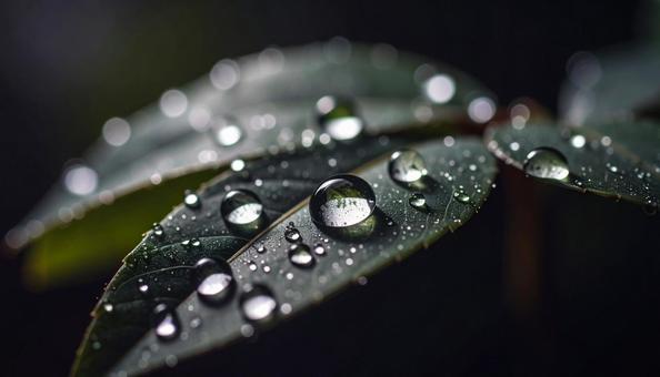 エコイメージ 葉っぱに着いた水滴 エコイメージ 葉っぱに着いた水滴の写真