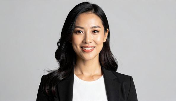 自信に満ちた笑顔のビジネスウーマン 自信に満ちた笑顔のビジネスウーマンの写真