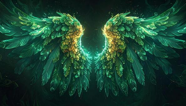 エメラルドの神秘的な羽根の写真